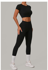 Nuevo Conjunto de Yoga Ajustado y de Secado Rápido, Conjunto Deportivo de Manga Corta <span class=keywords><strong>para</strong></span> <span class=keywords><strong>Correr</strong></span>, Ropa Deportiva con Espalda Descubierta <span class=keywords><strong>para</strong></span> <span class=keywords><strong>Mujer</strong></span> - Product Image 5