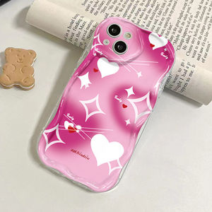 Cover per Cellulare in Silicone TPU con Stampa <span class=keywords><strong>Cuore</strong></span> e Stella Bianca, Bordo Ondulato per <span class=keywords><strong>iPhone</strong></span> X Xr Xs 11 12 13 14 15 16 17 18 Pro Max - Product Image 4