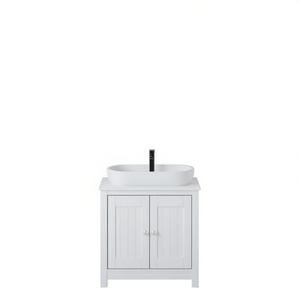 White Bathroom Vanity Cabinet 32-34 In Wood Ceramic Basin Floor Standing Elegant Design - Product Image 1