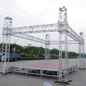 舞台平台带桁架设置桁架提升塔铝桁架展示舞台龙头展览舞台灯