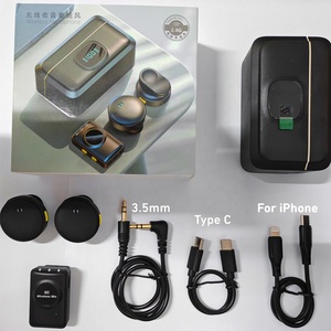 2mic Micro không dây máy ảnh điện thoại 3 trong 1 vlog phỏng vấn dòng sống Micro không dây đồng xu ve áo Clip Lavalier Micro - Product Image 2