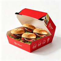 Boîte à emporter personnalisée en papier coréen de qualité alimentaire pour hot-dogs, poulet frit, hamburgers, impression de boîtes à emporter pour la restauration rapide