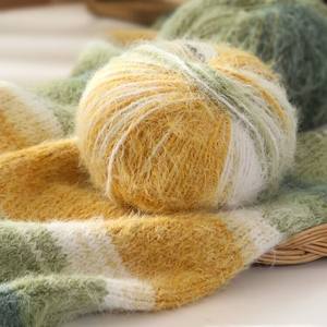 Fil à tricoter en laine/acrylique à poils longs, super doux, teint en segments, YINUAN, 100g, moelleux, torsadé en S, 7 fils, diamètre 2mm, pour tricot à <span class=keywords><strong>la</strong></span> main - Product Image 4