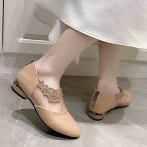 Zapatos Planos de Moda Transpirables con Pedrería y Punta Puntiaguda con Cremallera Trasera para Mujer, Elegantes Zapatos Planos de Tacón Bajo con Malla Calada para Otoño, Tallas Grandes - Product Image 4