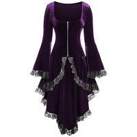Veste gothique en velours à manches longues en dentelle pour femme, robe de Vampire pour dames aristocratique, Cosplay Lolita