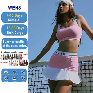 Conjunto de 2 piezas personalizado para mujer: Sujetador deportivo de alta resistencia a prueba de golpes con tirantes cruzados y falda, diseño sexy en la espalda, para ropa de tenis OEM - Product Image 1