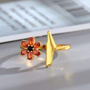 Anillo de Moda 2025 con Diseño de Mapa de Palestina y Flor de Circonio, Anillo Abierto Chapado en Oro de 18K, Joyería Árabe para Mujeres y Niñas - Product Image 2