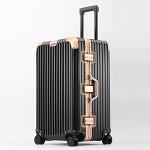 All Aluminum Magnesium Alloy Trolley Case 20 24 26 Inch <b>With</b> Combination <b>Lock</b> Universal <b>Wheels</b> For Business Travel Unisex - Product Image 2