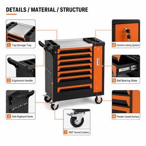 CE OEM Custom Heavy-Duty Workshop Auto Repair Rolling 7 Drawer Garage Storage <strong>Tool</strong> Cart <strong>Toolbox</strong> Metal Cabinet Trolley <strong>With</strong> <strong>Tools</strong> - Product Image 2