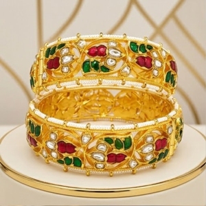 Zyvory 925 Silver Hall Mark Certified Traditional Ethnic Designer <b>Kada</b> Bangles Women's Vintage Wedding Jewelry - Product Image 1