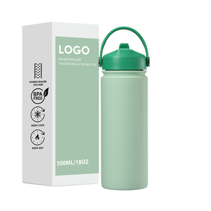 Custom Bpa Free 500 Ml 18 Oz Color-Blocking Stainless Steel Vacuum Wide Mouth <strong>Water</strong> <strong>Bottle</strong> With Leakproof Lid and Flip-Up Straw - Product Image 2