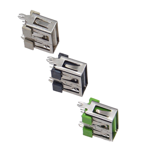 Puerto USB 2.0 A Hembra de Bajo Perfil de 10.0 mm, Montaje Vertical con Pines de Seguridad y Diseño Recto (Negro/Verde/Beige) - Product Image 2