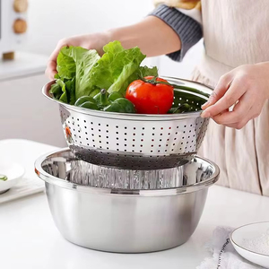 3pcs Outils de cuisine en métal en acier inoxydable Coupe-fruits et légumes Râpe <span class=keywords><strong>Dicer</strong></span> Slicer Set Drain Basin Food Chopper - Product Image 3