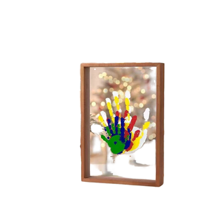 Cadre photo moderne transparent en bois, kit d'empreintes de mains pour couples et familles, impression UV, artisanat DIY, souvenir, cadeau de naissance ou d'anniversaire - Product Image 1