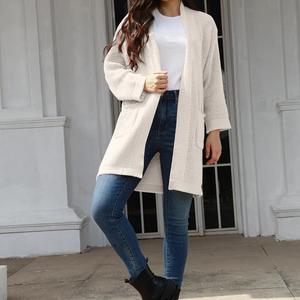 Cardigan Lungo in Maglia Tinta Unita Stile Coreano Nuovo <span class=keywords><strong>Autunno</strong></span> <span class=keywords><strong>Inverno</strong></span> per Donne Europee e Americane - Product Image 1