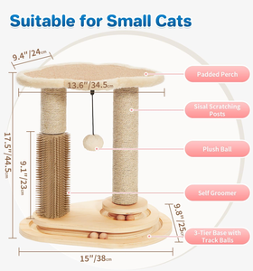 Rascador para Gatos, Cepillo Autolimpiable para Gatos de Interior, Percha Suave como una Nube para Descansar, Rascador de Sisal Natural de 17.5 Pulgadas de Alto - Product Image 6