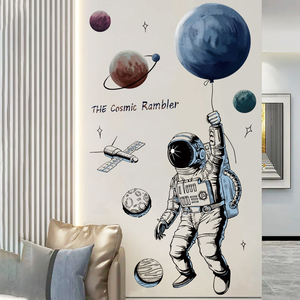 Adesivi da parete per astronauta dello <span class=keywords><strong>spazio</strong></span> della luna del pianeta camera dei bambini camera da letto decorazione per l'aula della scuola autoadesivi fai da te - Product Image 3