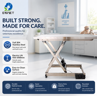 Table de diagnostic et de traitement électrique à plateau plat en acier inoxydable 304 EURVET pour équipement vétérinaire
