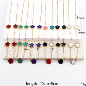 Tréboles <span class=keywords><strong>de</strong></span> concha <span class=keywords><strong>de</strong></span> moda Collar <span class=keywords><strong>de</strong></span> flores <span class=keywords><strong>de</strong></span> cinco <span class=keywords><strong>hojas</strong></span> Acero inoxidable cinco <span class=keywords><strong>hojas</strong></span> joyería <span class=keywords><strong>de</strong></span> trébol <span class=keywords><strong>de</strong></span> la suerte Collar <span class=keywords><strong>de</strong></span> flores para mujer - Product Image 2