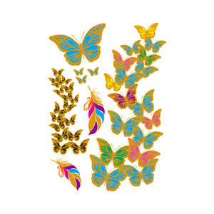 Tatuaje Temporal Metálico Dorado con Diseño de Mariposa y Flor para Arte Corporal, Venta al Por Mayor - Product Image 6