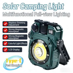 Lampe <span class=keywords><strong>de</strong></span> <span class=keywords><strong>travail</strong></span> multifonctionnelle Hikeon, lampe <span class=keywords><strong>de</strong></span> camping, 5 vitesses, LED, base magnétique, charge solaire, compatible avec les voitures, pour les voyages en voiture - Product Image 1