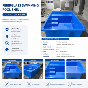 <span class=keywords><strong>Piscine</strong></span> <span class=keywords><strong>enterrée</strong></span> en PRV sur mesure 3,2 m x 8 mm d'épaisseur - Conception rectangulaire légère et écologique pour usage commercial et résidentiel - Product Image 6
