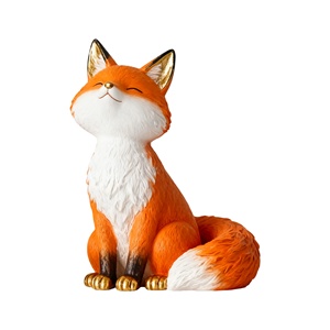 Figura Decorativa de Zorro Naranja de Resina con Detalles en Dorado, Encantadora Decoración de Mesa para el Hogar y la Oficina, Figura Personalizada al por Mayor - Product Image 1