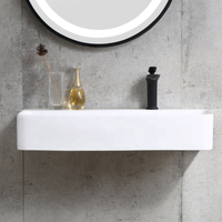 Fournisseur chinois de lavabo mural en céramique de grande taille pour salle de bain, avec plan de lavage intégré, idéal pour la buanderie