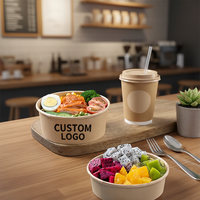 Contenants jetables en papier enduit de qualité alimentaire, biodégradables, étanches, avec logo personnalisé JAN GOO, pour salades, biscuits, en-cas, réutilisables, recyclables