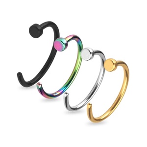 2017 แหวนจมูกแบบใหม่ของอินเดีย 4 ชิ้น/เซ็ต สีทอง สีเงิน สีดำ สีสันสดใส ป้องกันการแพ้ - Product Image 3