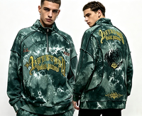 Sweat-shirt à capuche pour homme avec demi-fermeture éclair, design personnalisé en usine, motif graphique personnalisé, 400 g/m², vêtements pour homme de qualité supérieure