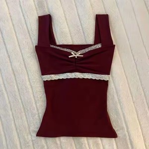 Y2K Harajuku Kawaii Sweet Women's Camisole Top Casual Slim Chic Knit Lace Bow Button Design Crop Top <strong>Emo</strong> Girls Fairycore <strong>Clothes</strong> - Product Image 4