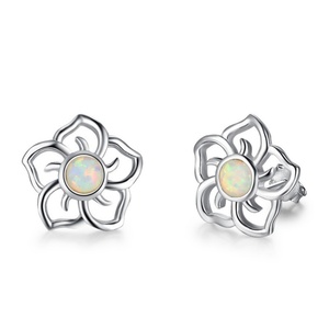 Superior Quality Trendy 925 Sterling Silver Flower <b>Opal</b> <b>Stud</b> <b>Earrings</b> for Wedding Engagement Anniversary Party Gift in Stock - Product Image 1