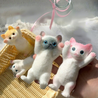 Jouet chat anti-stress souple en TPR, figurine chat kawaii à remontée lente, figurines chat à pincer pour décoration de bureau, cadeau pour les amoureux des chats
