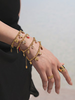 Bracelet tendance pour femme en acier inoxydable H2 H0016 plaqué or 18 carats avec pendentifs DIY : hippocampe, étoile de mer, queue de coquillage, poisson volant, géométrique