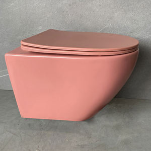 Inodoro Curva WC Rosa con asiento suave, color sanitario, lavamanos femenino, cisterna inteligente de doble descarga, color sanitario marino mate - Product Image 2
