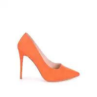 Sapatos feitos à mão projeto do dedo do pé apontado bombas dos saltos sandálias das mulheres cor laranja sapatos de salto sexy de salto alto tribunal