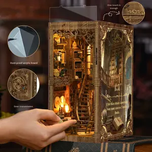 Op maat gemaakte lasergegraveerde houten boekensteunen DIY miniatuurhuismodel antieke boeken 3D stereo speelgoed promotionele geschenken - Product Image 1
