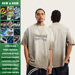 เสื้อยืดลายกราฟิกแนวศาสนาสไตล์วินเทจ โลโก้สั่งทำได้ สตรีทแวร์ ทรงหลวม ผ้าถัก โอเวอร์ไซส์ แขนสั้น ผ้าลินินหนา 260 กรัม - Product Image 3