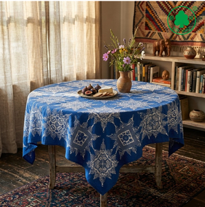 <span class=keywords><strong>Tovaglia</strong></span> Rotonda in PEVA <span class=keywords><strong>Blu</strong></span> Xin Shu 60'' Impermeabile e Antimacchia con Motivi Etnici Vintage Prodotta in Cina - Product Image 3
