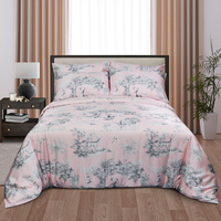 Drap de lit en microfibre mélangé Tencel numérique 3D parure de lit jupe de lit imprimée couverture de luxe conception personnalisée ensembles de draps de lit de fleurs