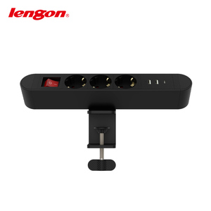 Châu Âu tường ổ cắm 3 cách 2 <span class=keywords><strong>USB</strong></span> mở rộng ổ cắm điện ổ cắm với chuyển đổi hội nghị bàn kẹp điện Strip cho Đức - Product Image 4