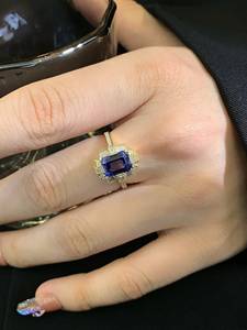 Smeraldo taglio laboratorio zaffiro pietra preziosa diamante <span class=keywords><strong>Miss</strong></span> anello 18K oro giallo massiccio con laboratorio di anelli di diamante pietra gemma anello di fidanzamento - Product Image 6