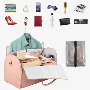 Bolsa de viagem luxuosa em couro PU à prova d'água para viagem, bolsa conversível personalizada de mão, atacado de fábrica