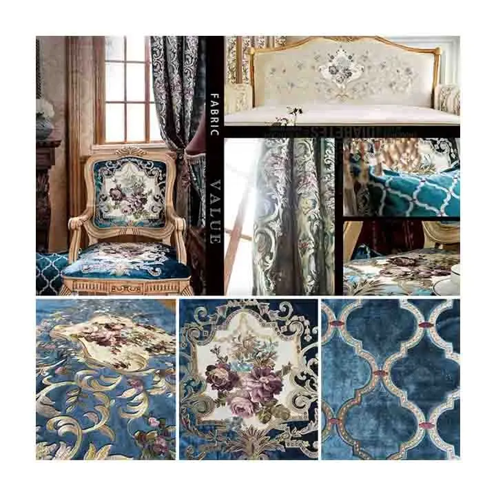 Tela de terciopelo bordada para sofá y cortina, salón de tejido de diseño de moda para marcaín, de lujo, marroquí, mercado árabe