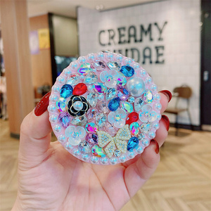 Sang Trọng Rhinestone 2 Bên Nhỏ Gọn Gương Kim Cương Túi Xách Tay Gương Magnifying Vòng Gương Quà Tặng Cho Các Cô Gái - Product Image 1