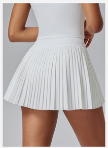 กระโปรงเทนนิสเอวสูงมีกระเป๋าด้านข้างขอบโค้งสำหรับผู้หญิงกระโปรงเทนนิสขอบมนแบบไม่สม่ำเสมอ - Product Image 5