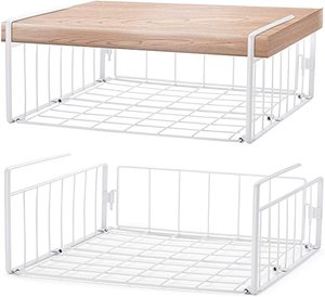 Simple Under Cabinet Organizer Shelf 2 Pack Wire Rack Hanging Storage Baskets For Kitchen Pantry