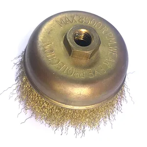 Cepillo de copa de bronce de 4 pulgadas de trabajo seguro Cepillo de alambre antichispas no magnético