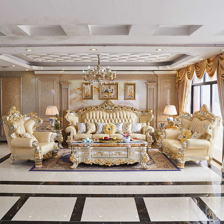 New European Classic Royal Living Room 1 2 3 Seat Sofa Furniture Set ...